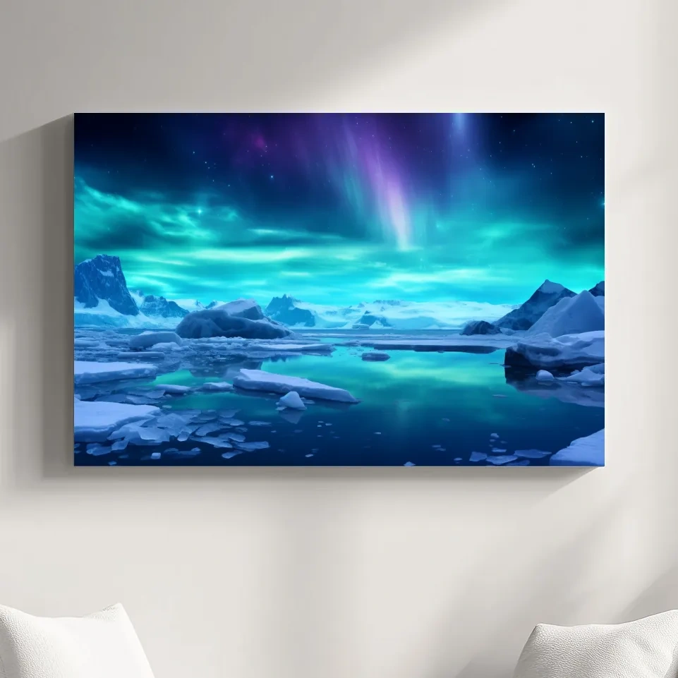 Northern lights over the antarctic ice, photographic wall art