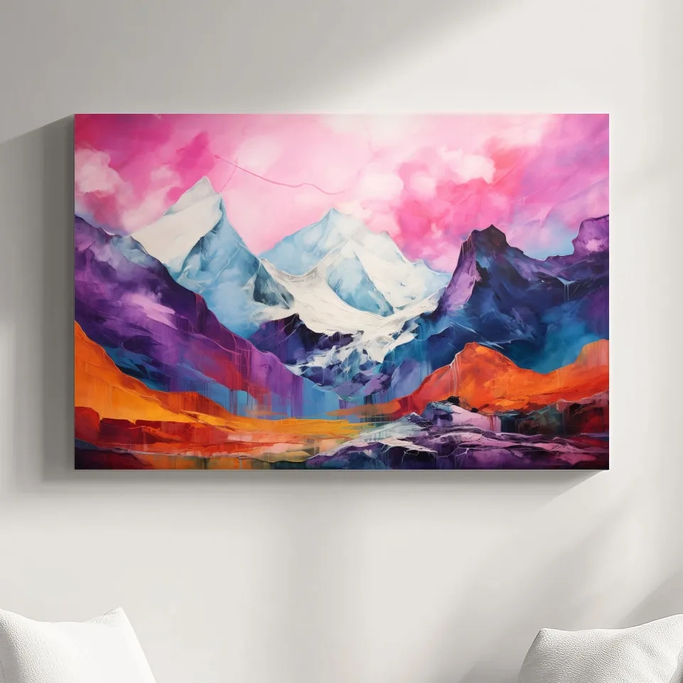 Bright colourful mountain painting