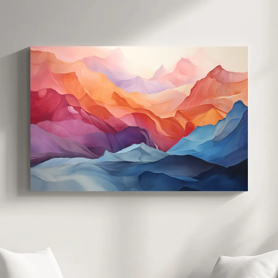 Abstract art, colourful mountain shapes