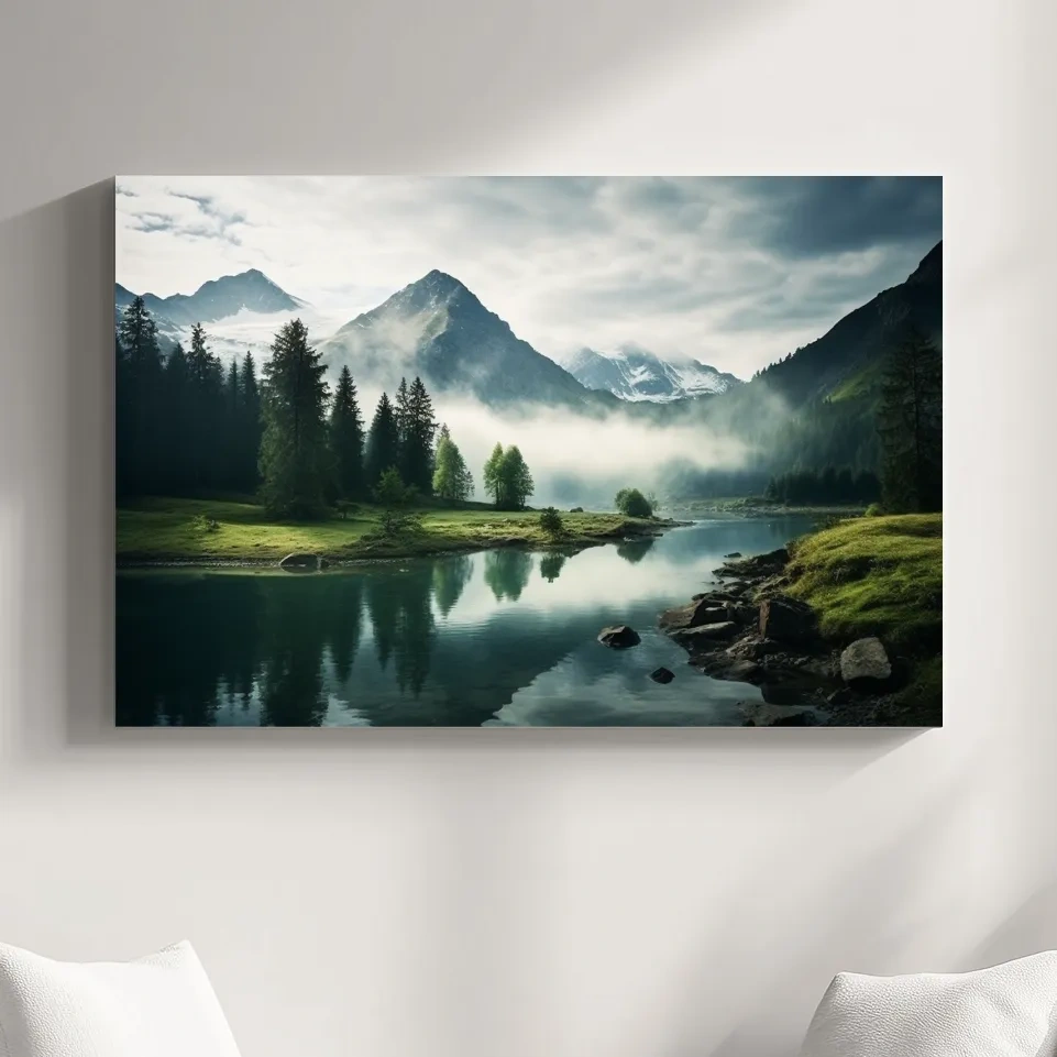 Photographic art, morning mountain mist