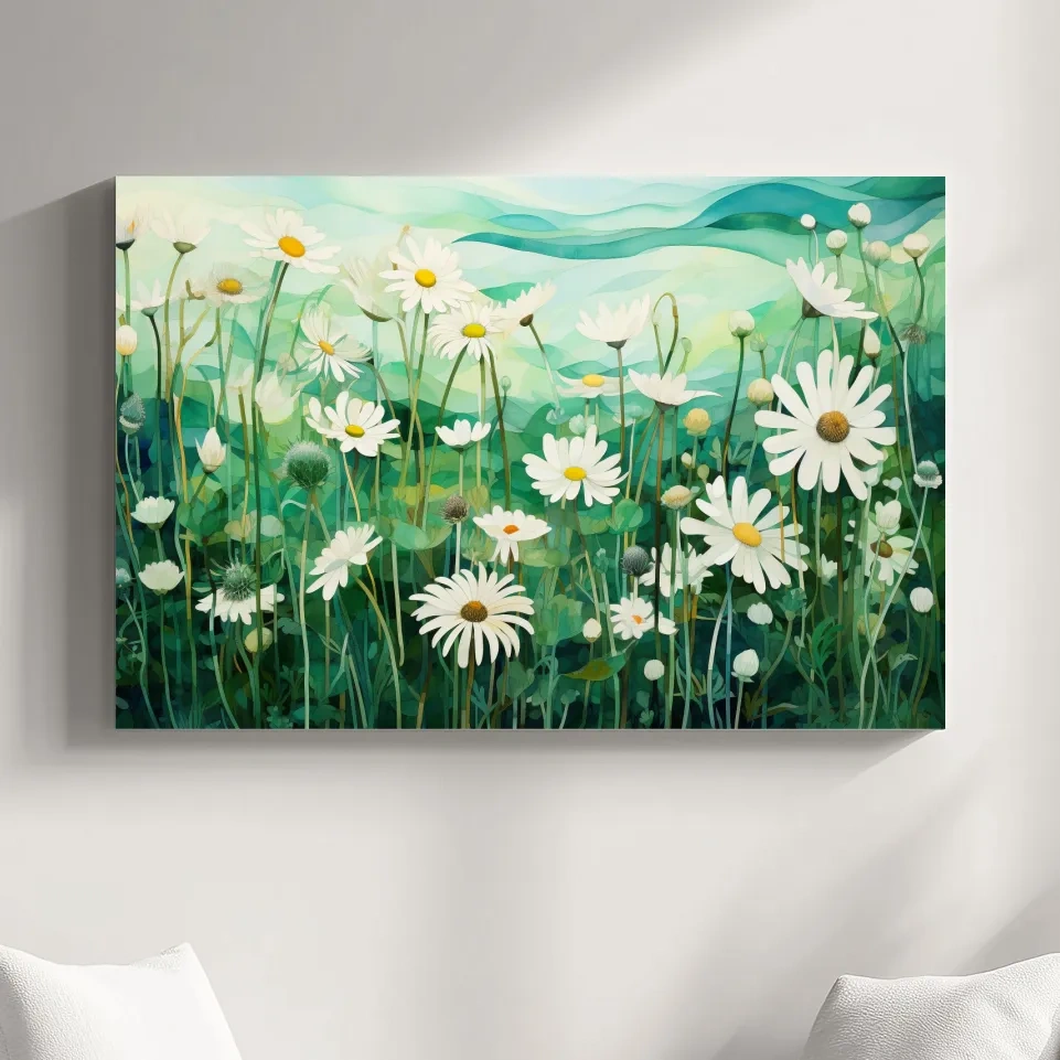 Painting of flowers in the alpine grass