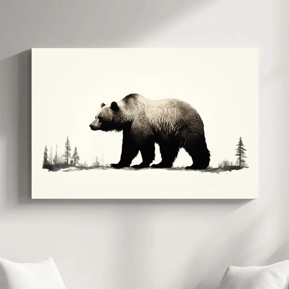 Minimal illustration art of a grizzly bear silhouette