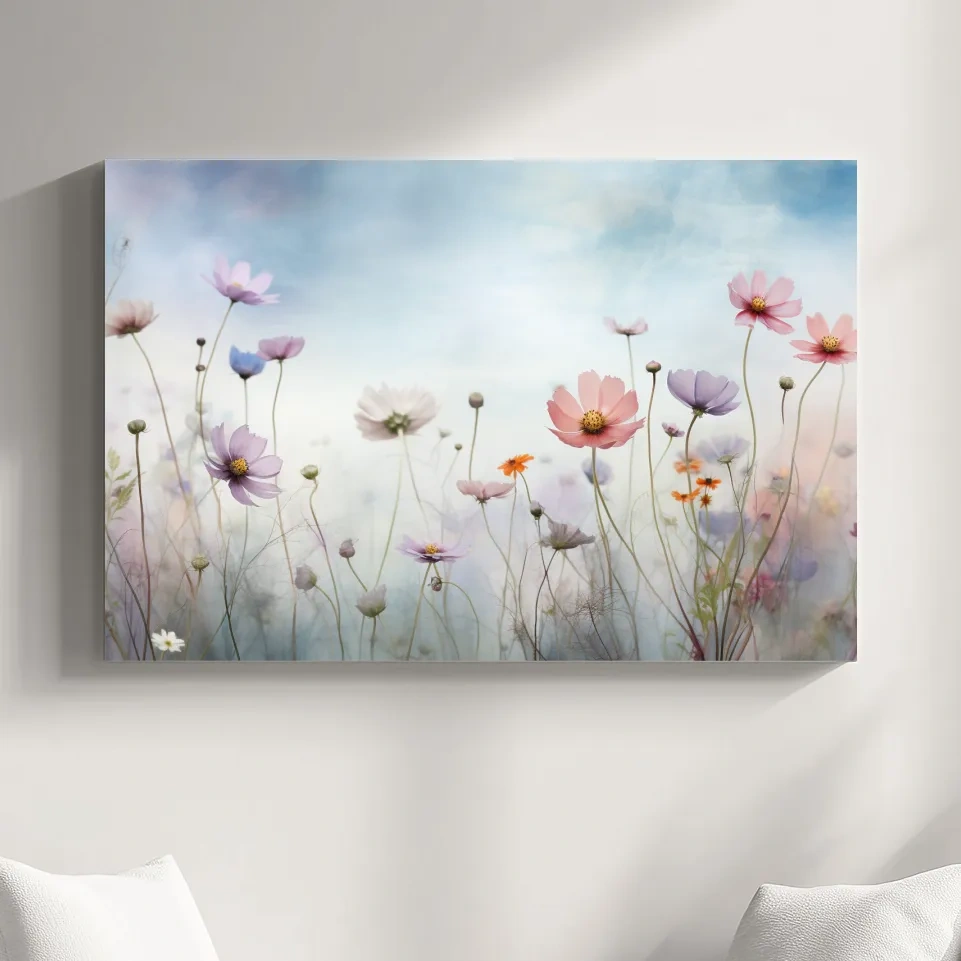 Beautiful bright alpine flowers illustration art