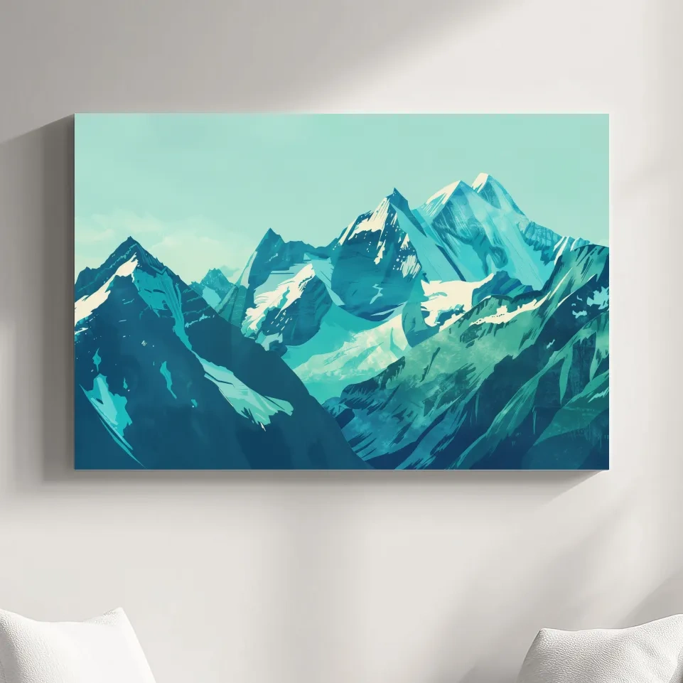 Mountain glacier artwork, stylized vector art