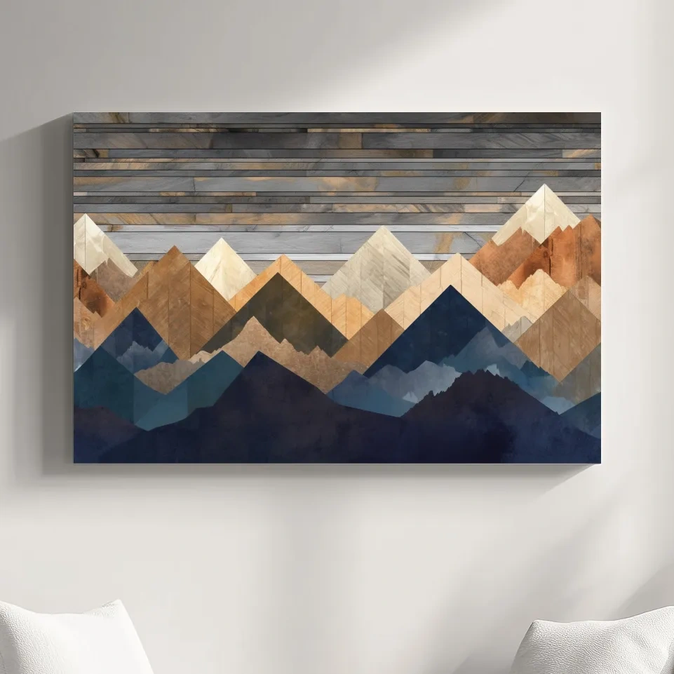 Printed wooden panel mountain art