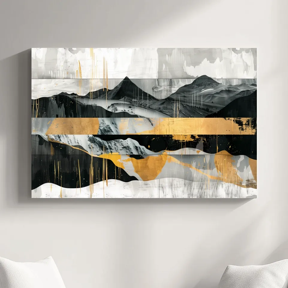 Modern abstract mountain art painting, large format wall art