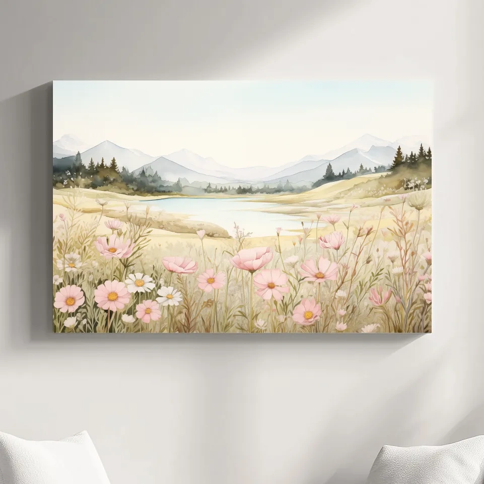 Watercolour painting of flowers in the alpine meadows