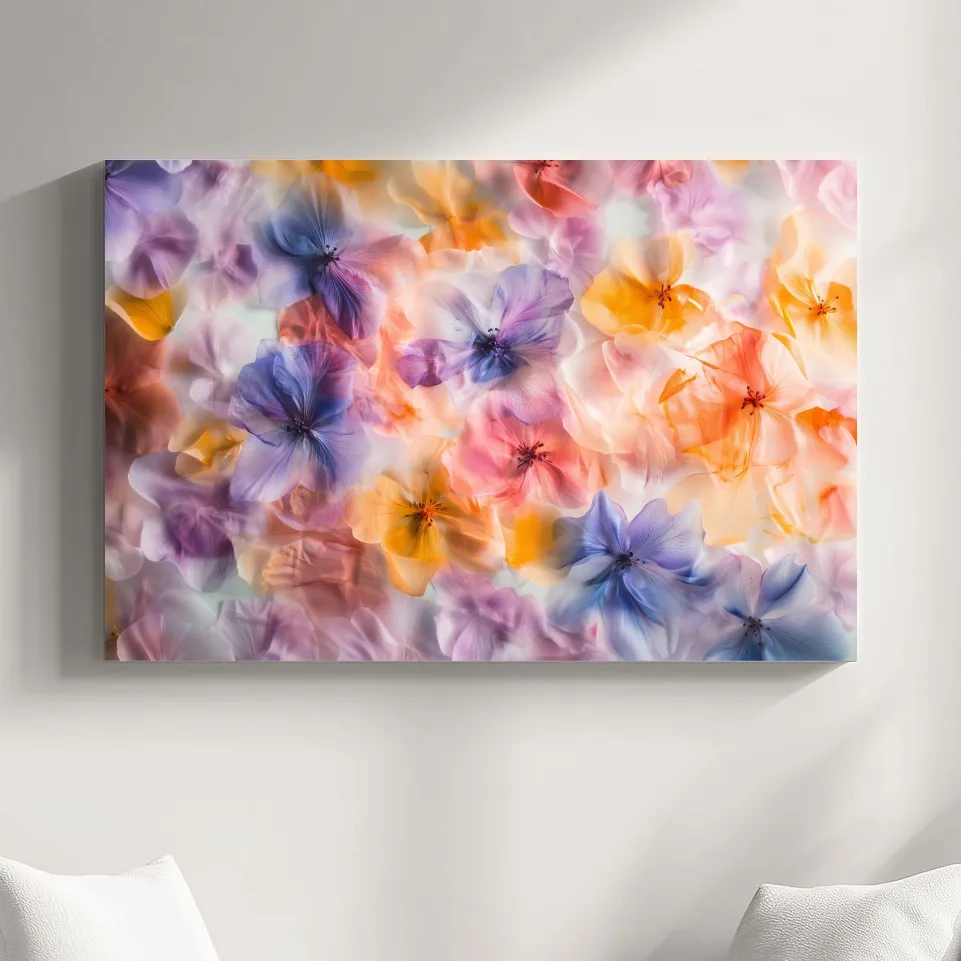 Colorful oshibana pressed flower artwork