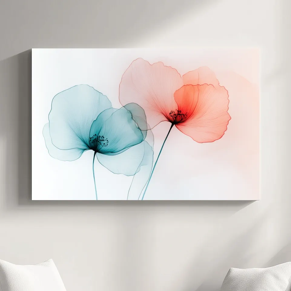 Poppy flower wall art, abstract watercolour print