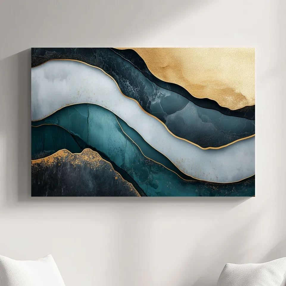 Elegant abstract mountain artwork, flowing textured 3D layer effect wall art