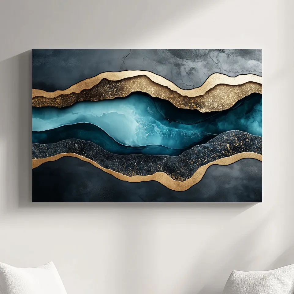 Modern abstract wall art, elegant 3D layered textured artwork representing natural elements