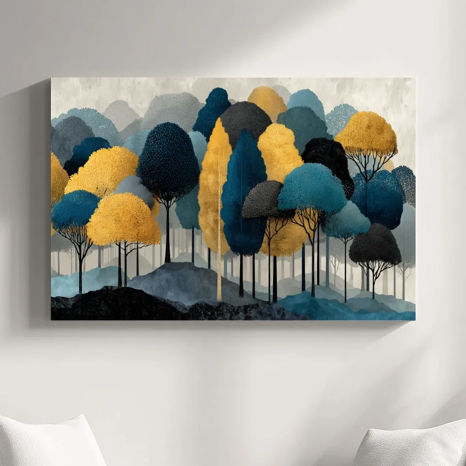 Abstract Woodland Forest Landscape - Contemporary Bohemian Wall Art