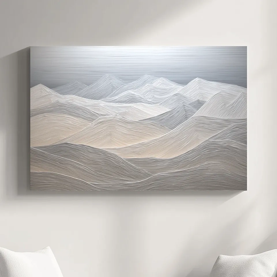 Minimalist Textured Topographic Mountain Ridges - 3D Painting Effect Wall Art