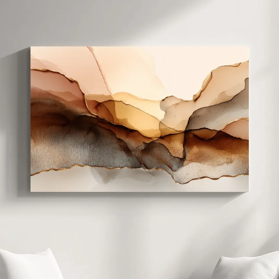 Abstract Alcohol Ink Landscape Painting - Modern Minimalist Wall Art