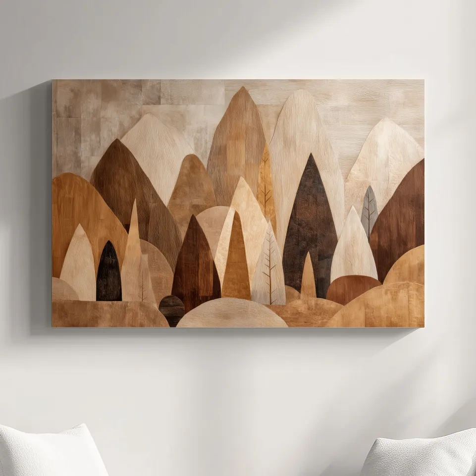 Earthy Abstract Boho Mountains - Modern Minimalist Forest Wall Art