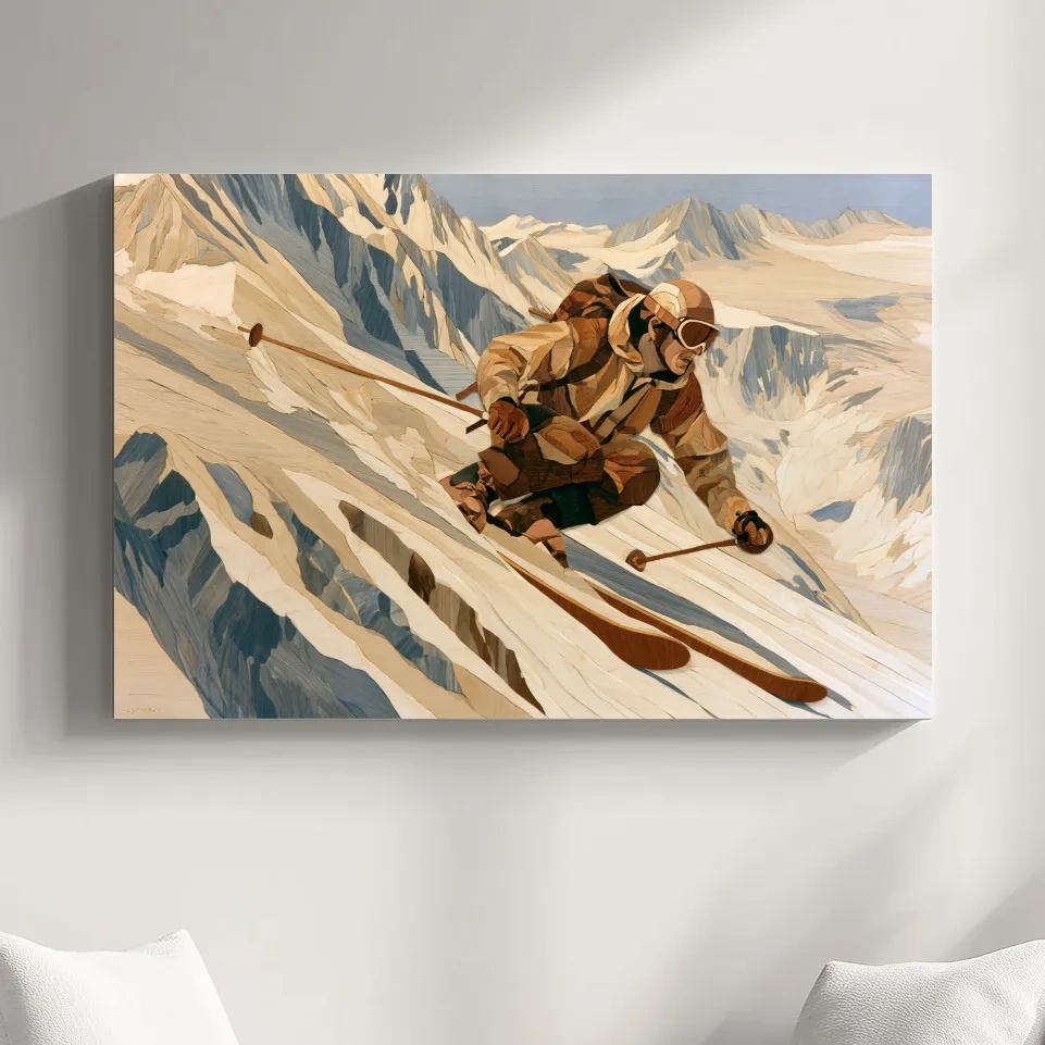 Dynamic Backcountry Skier Alpine Descent - Adventure Winter Sports Wall Art