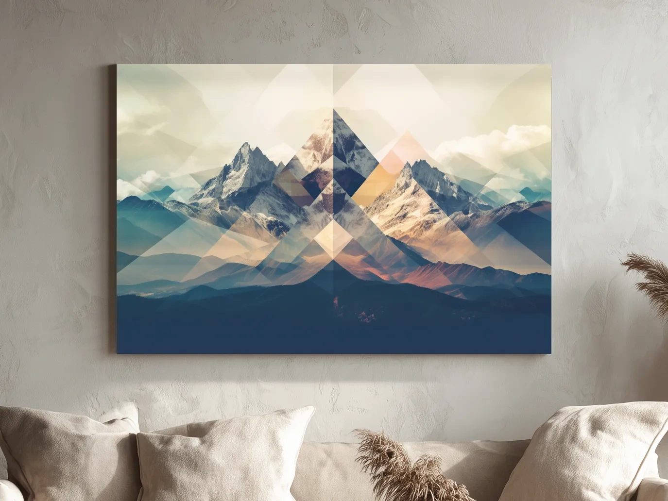 Geometric Abstract Alpine Mountain Peaks - Modern Polygon Landscape Wall Art