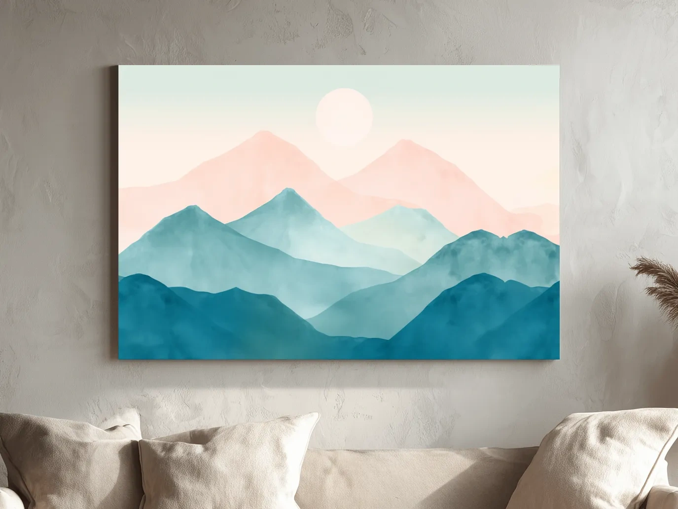 Minimalist Pastel Watercolor Mountains - Serene Abstract Landscape Wall Art