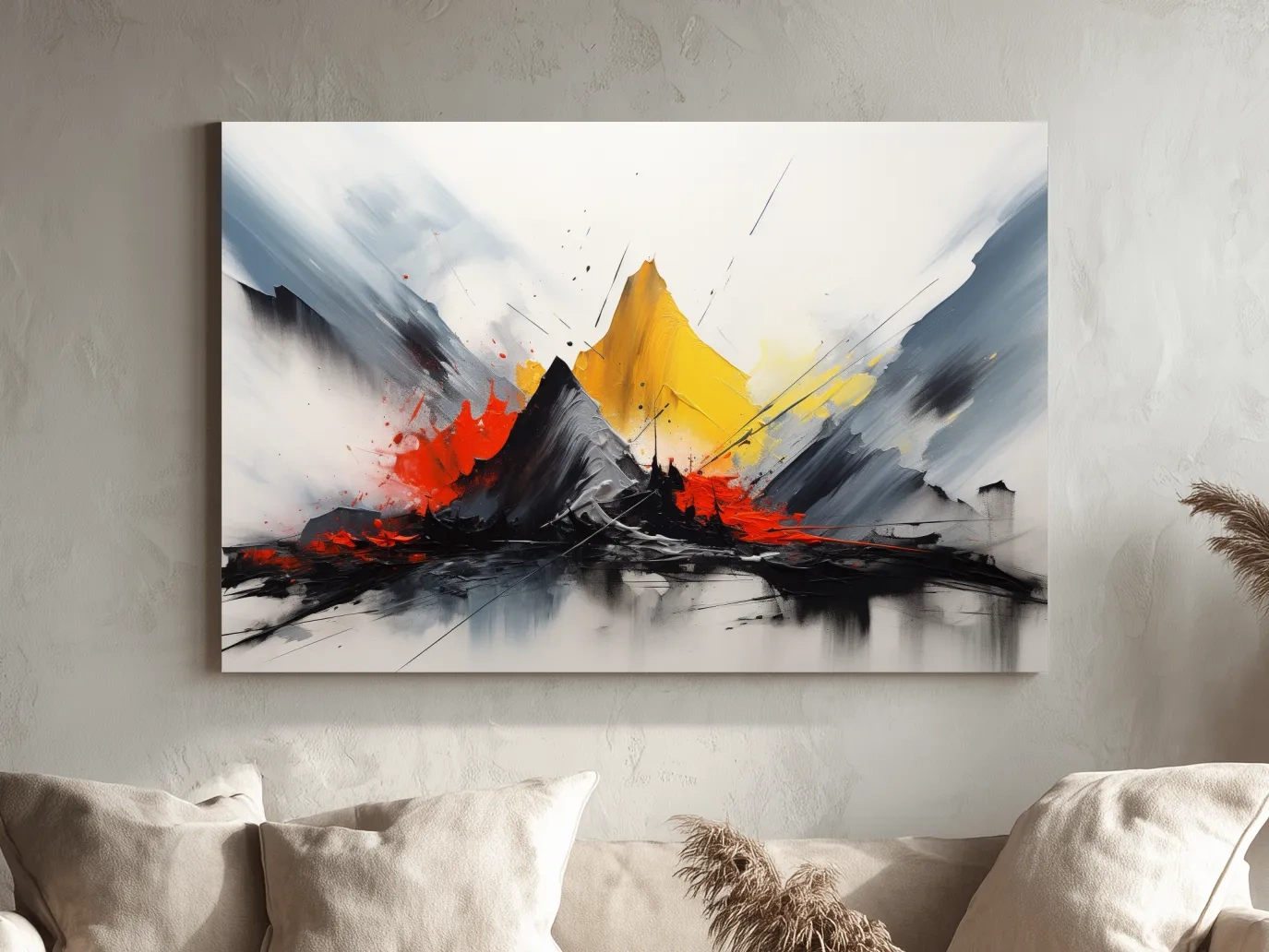 Abstract Mountain Peaks Painting - Modern Impasto Style Wall Art