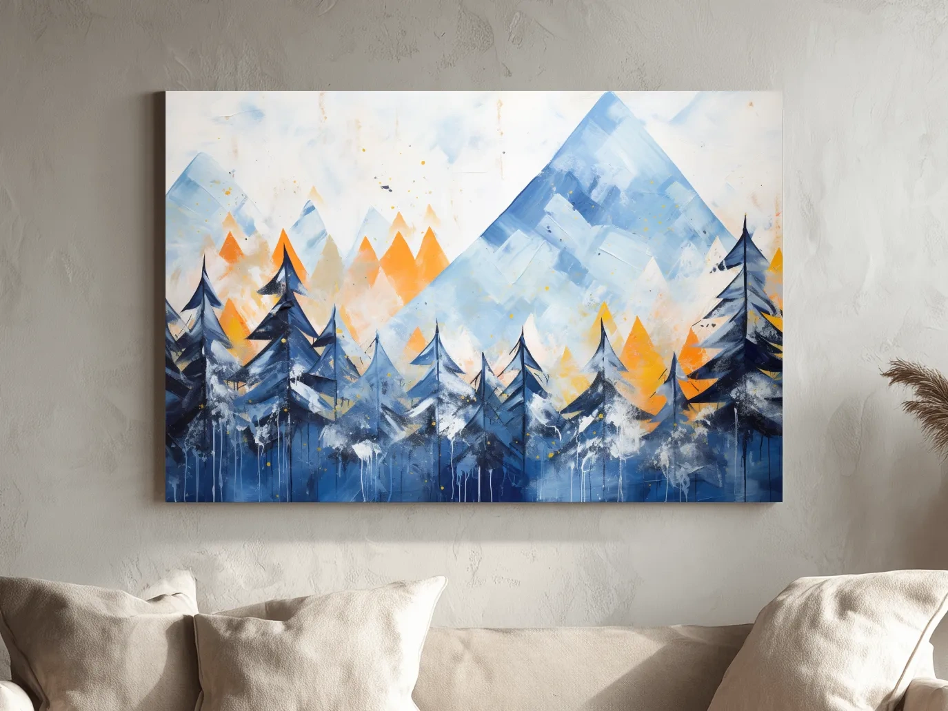 Abstract Alpine Mountain Peaks - Watercolor Forest Wall Art