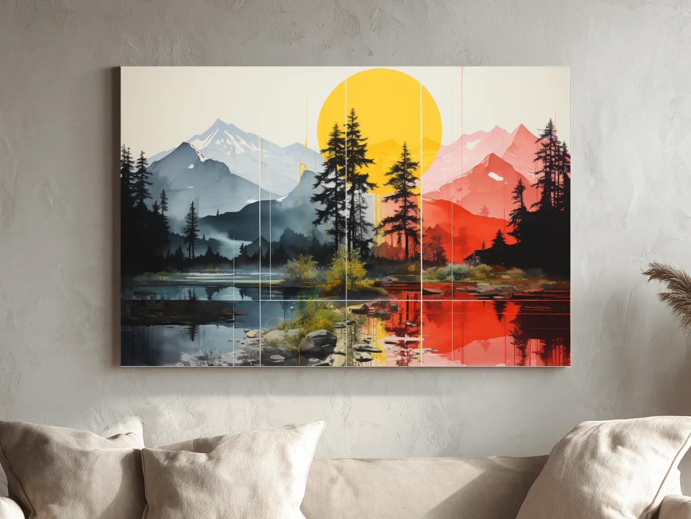 Abstract Alpine Lake Landscape - Mountain Sunset Wall Art