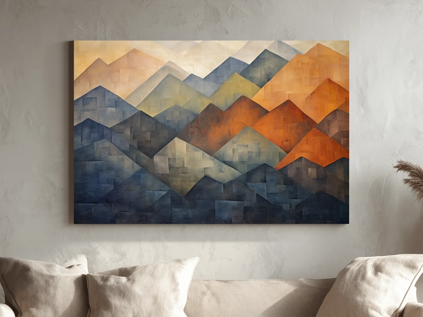 Geometric Abstract Mountain Range Artwork - Patchwork Landscape Wall Art