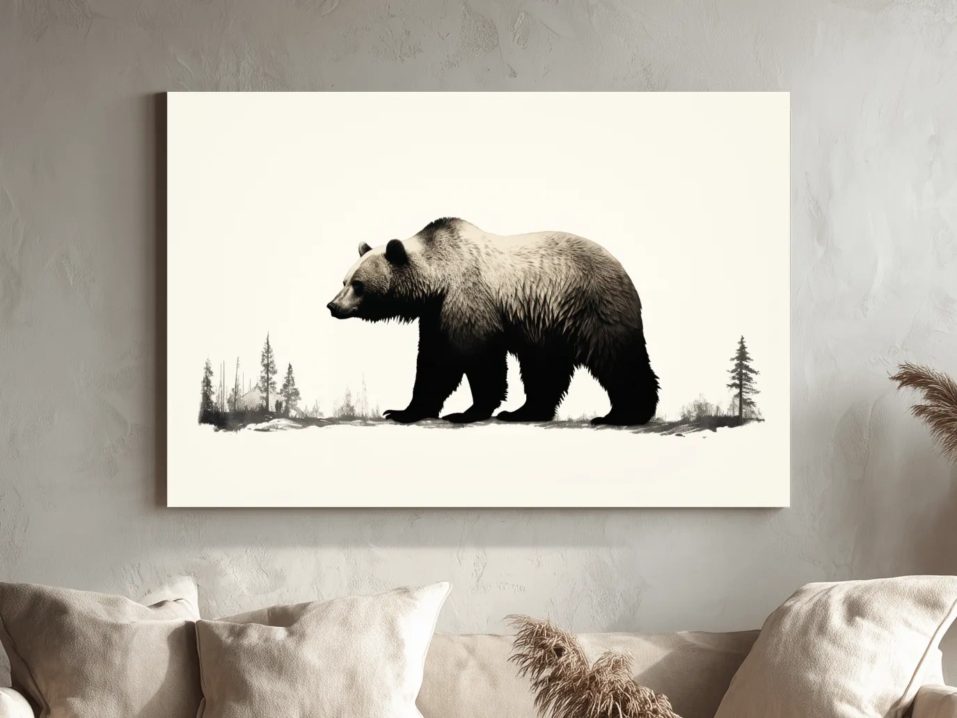 Minimalist Grizzly Bear Silhouette - Black And White Wildlife Wall Art