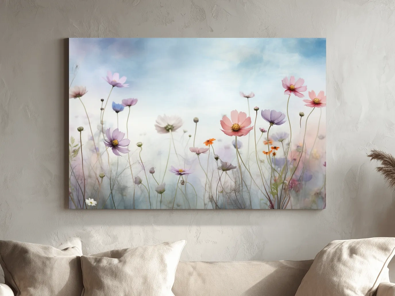 Dreamy Pastel Wildflower Meadow Painting - Soft Watercolor Floral Wall Art
