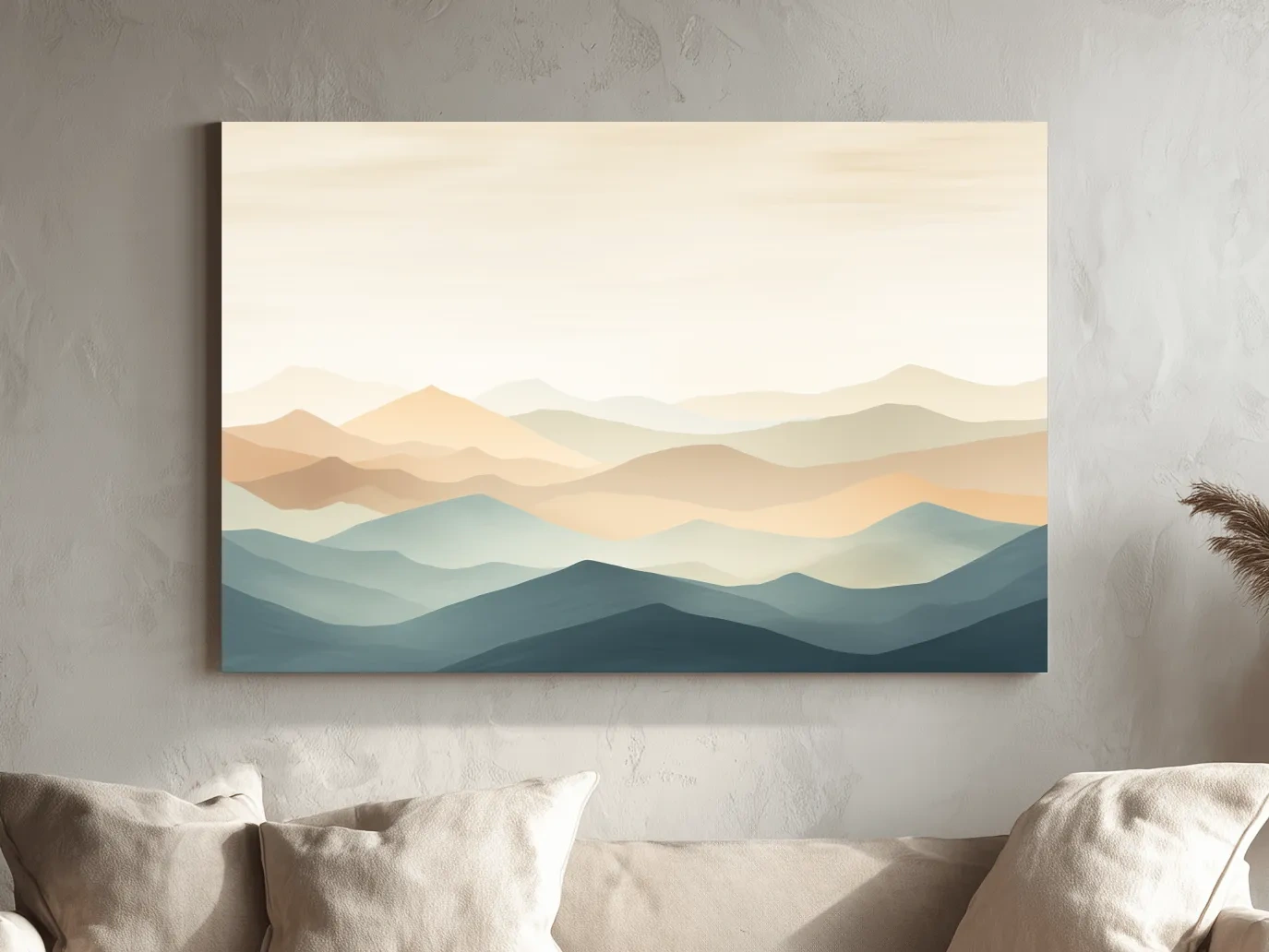 Minimalist Pastel Layered Mountain Landscape - Serene Abstract Nature Wall Art