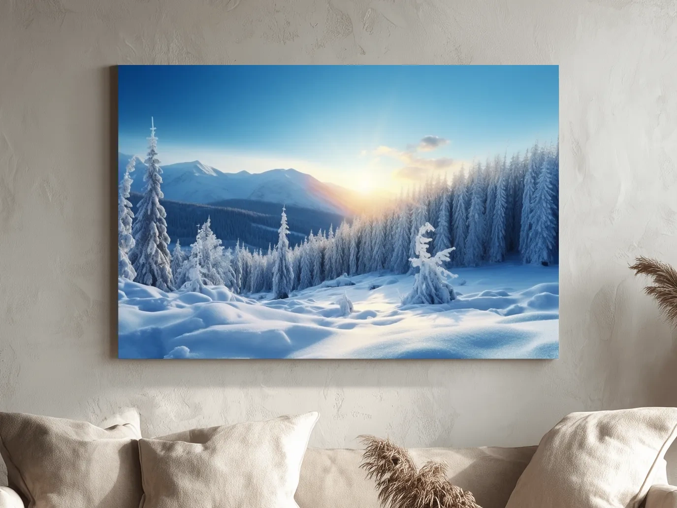 Snowy Alpine Forest Sunrise - Winter Nature Photographic Wall Art