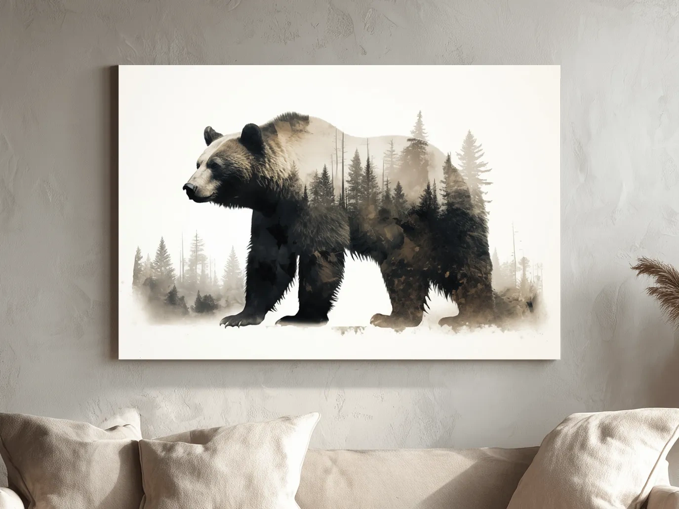 Grizzly Bear Double Exposure Forest - Wildlife Nature Wall Art