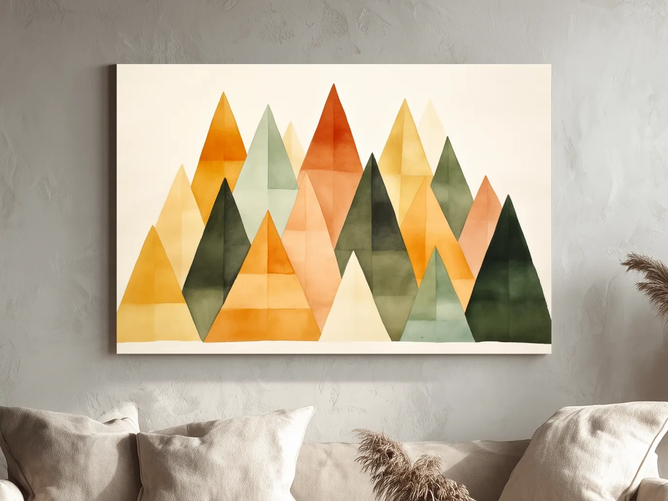 Geometric Watercolor Mountains - Modern Scandi Minimalist Wall Art