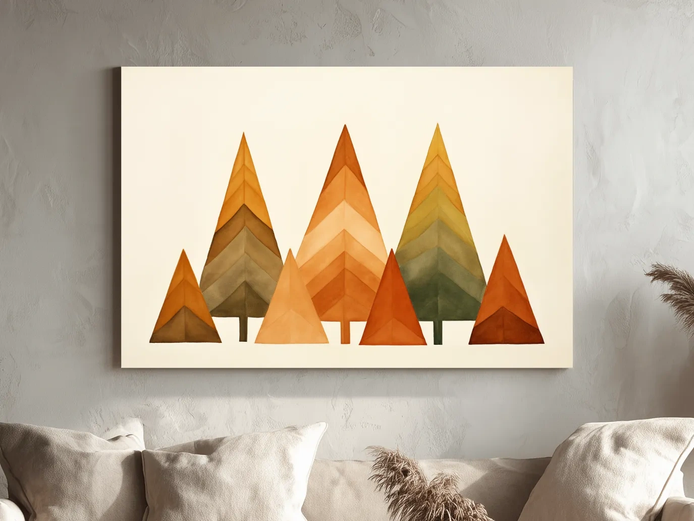 Minimalist Watercolor Pine Tree Forest - Scandinavian Geometric Nature Wall Art