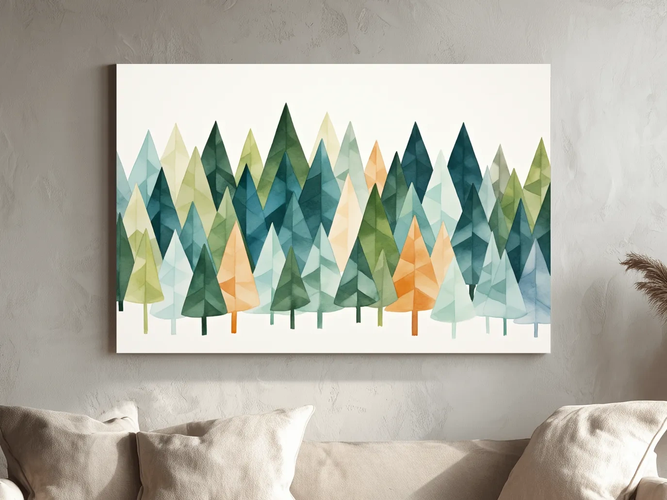 Watercolor Pine Forest Landscape - Modern Scandinavian Wall Art