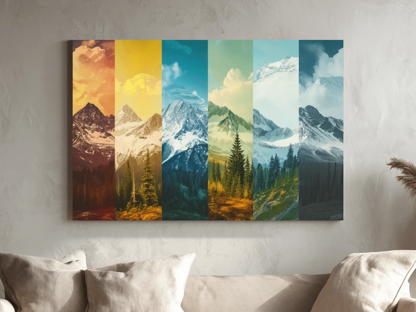 Colorful Mountain Peaks Collage - Modern Alpine Glacier Wall Art