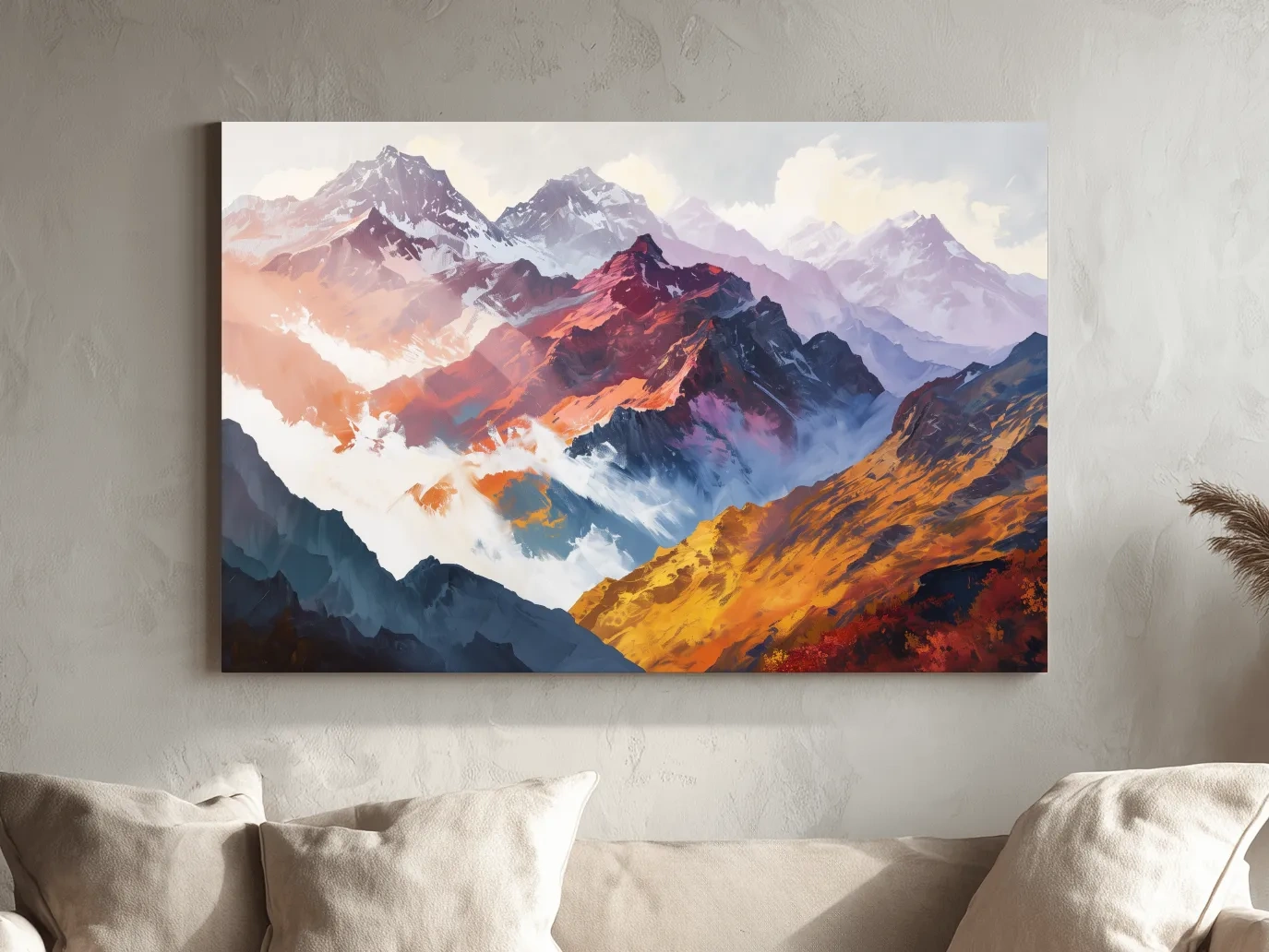 Vibrant Abstract Alpine Mountain Peaks - Colorful Impressionist Painting Wall Art