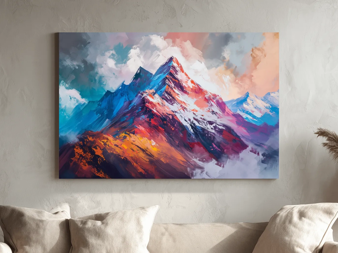 Vibrant Abstract Alpine Mountain Peaks - Colorful Landscape Wall Art