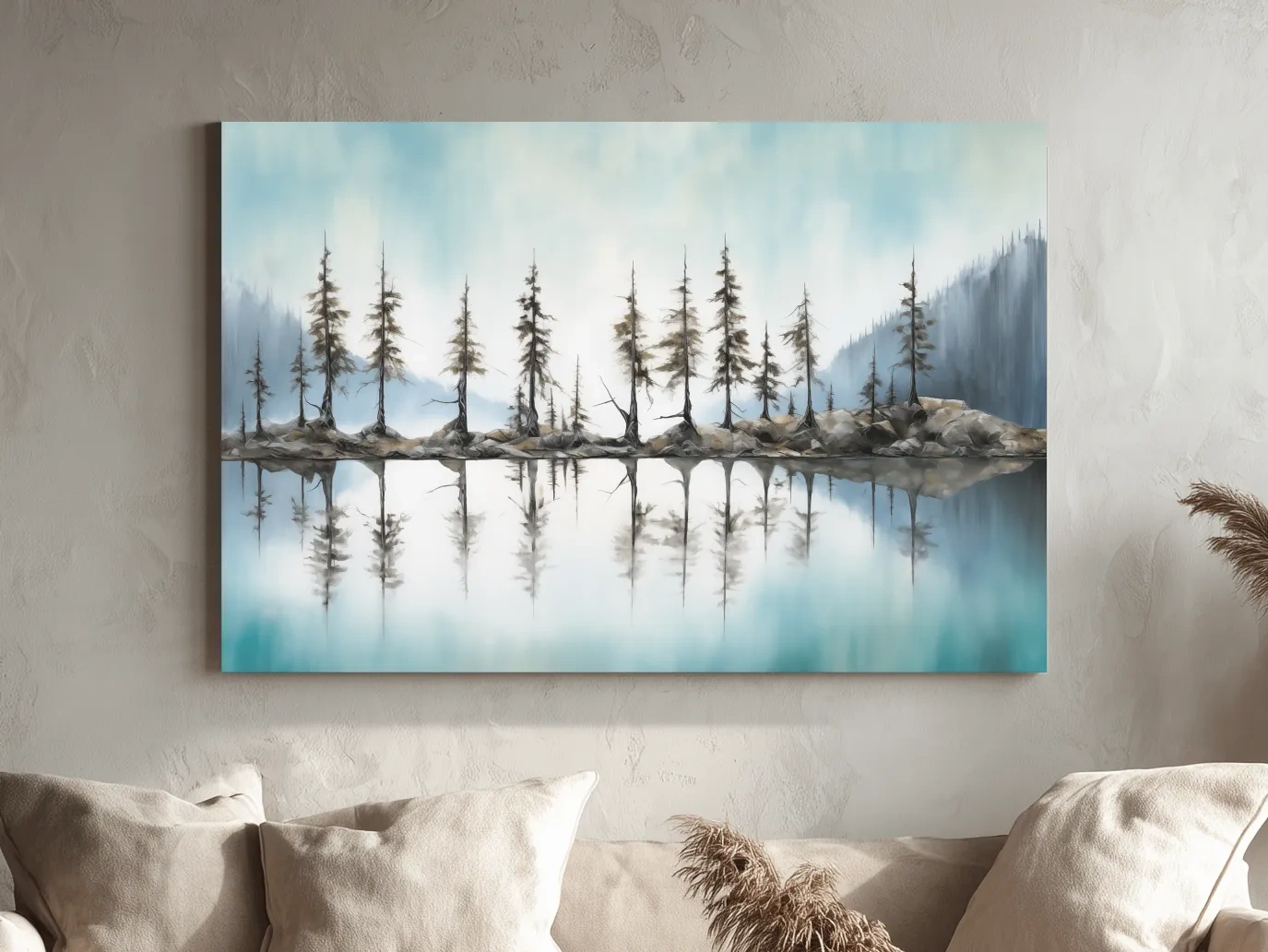 Minimalist Pine Tree Torqouise Alpine Lake Reflection - Pacific Northwest Wall Art