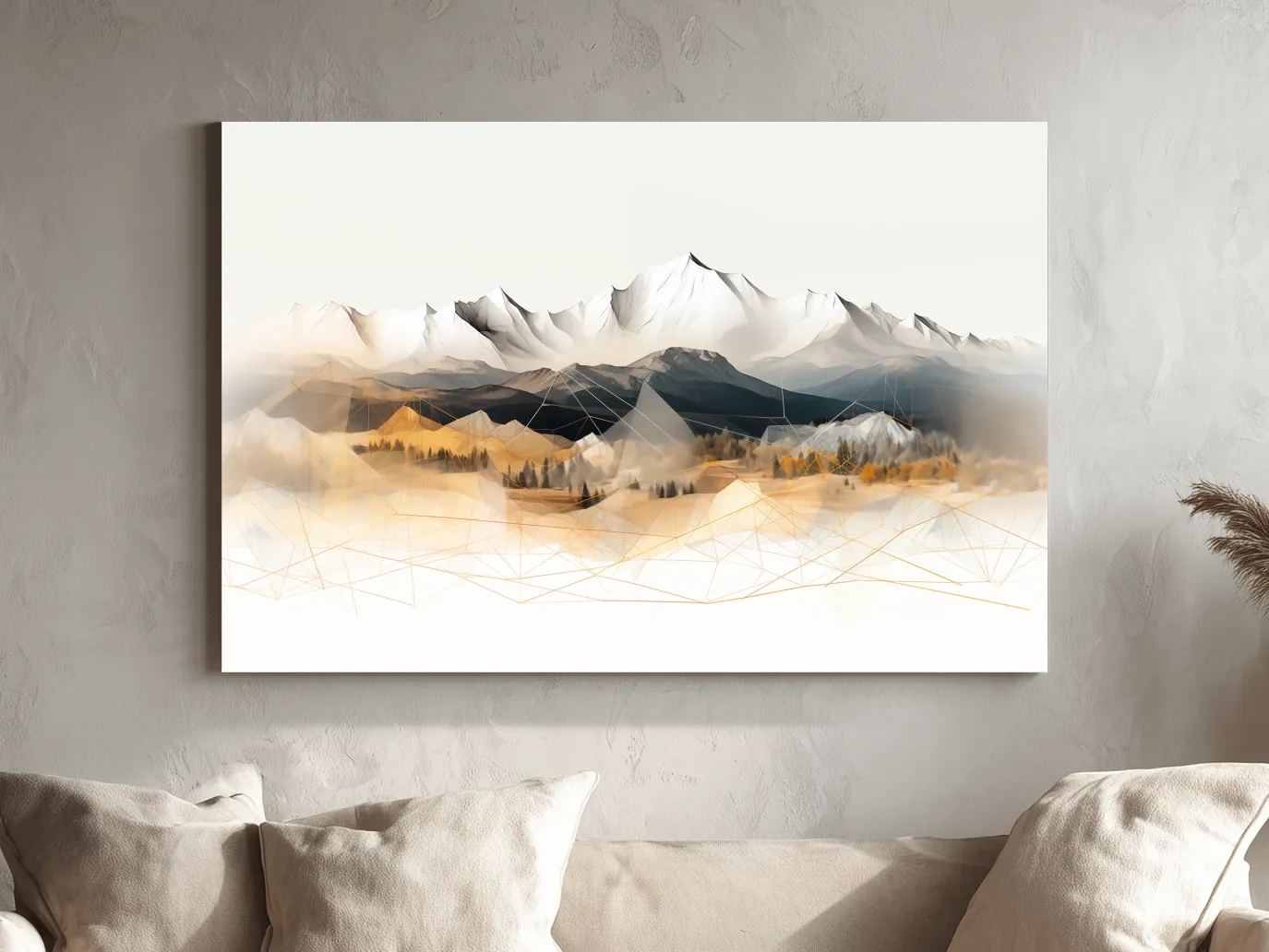 Geometric Mountain Range Forest Landscape - Modern Abstract Wall Art