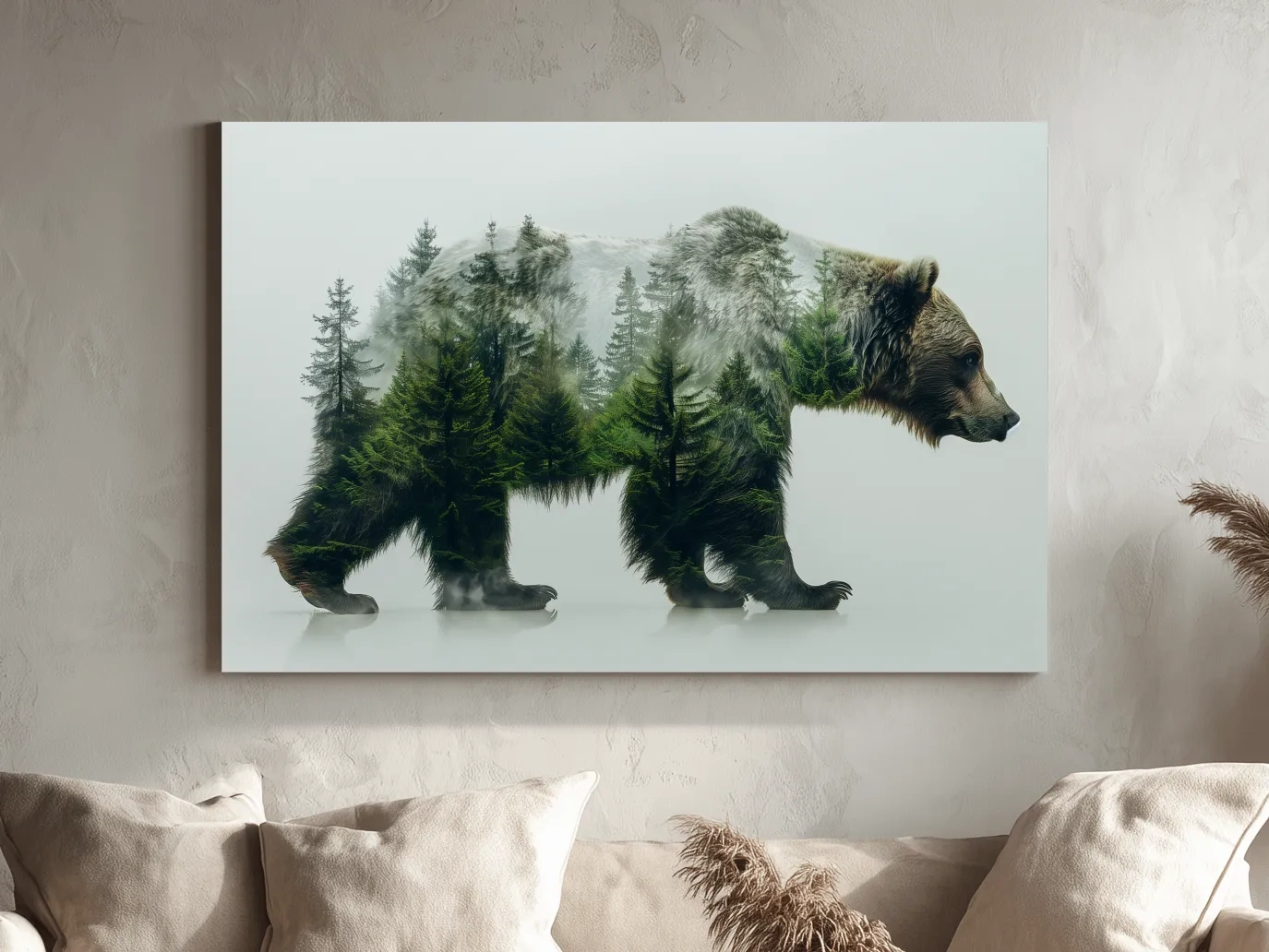Surreal Grizzly Bear Double Exposure Forest - Wildlife Nature Wall Art