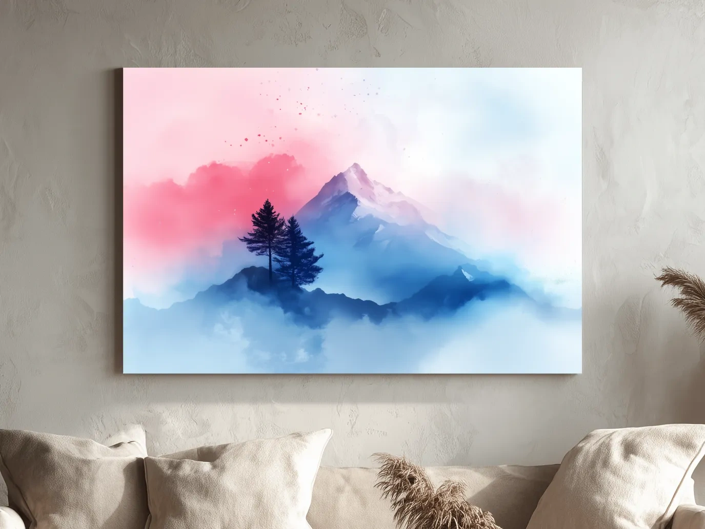 Pastel Watercolor Glacier Peak In The Clouds - Dreamy Alpine Wall Art