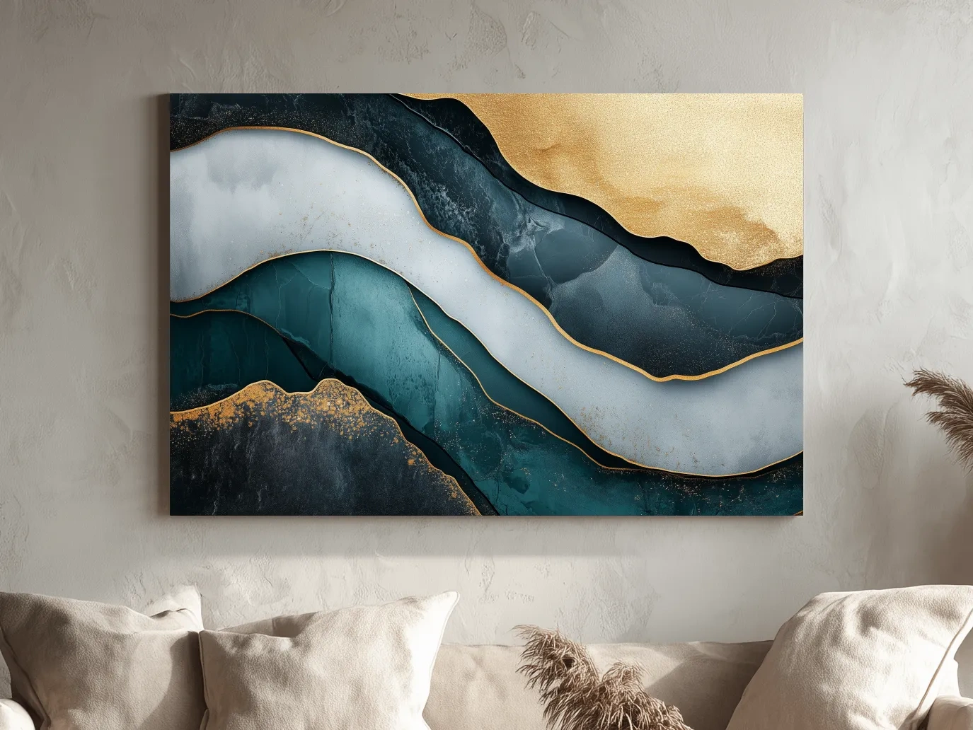 Elegant Gold Abstract Layers - Modern Marble Texture Wall Art