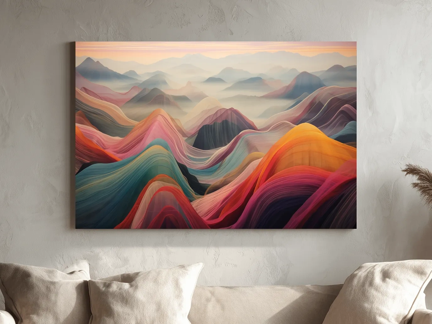 Vibrant Abstract Layered Mountain Ranges - Colorful Topographic Landscape Wall Art