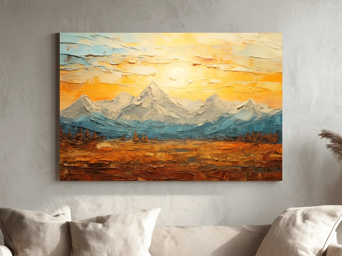 Abstract Glacier Sunrise Landscape - Impasto Style Wall Art