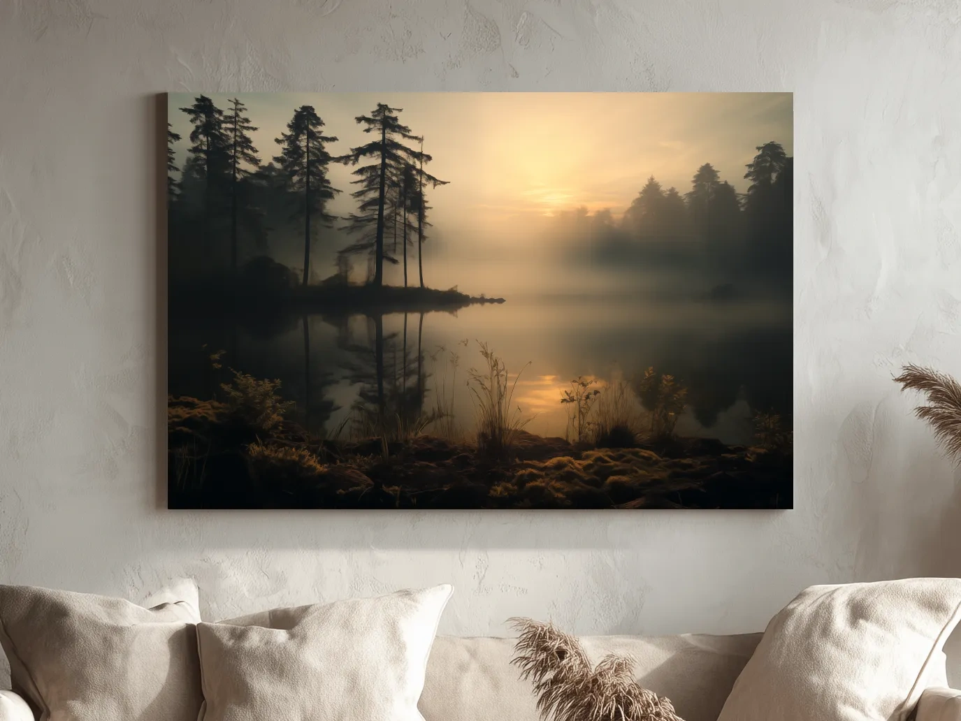 Nature Photography Wall Art - Misty Lake Sunrise & Forest