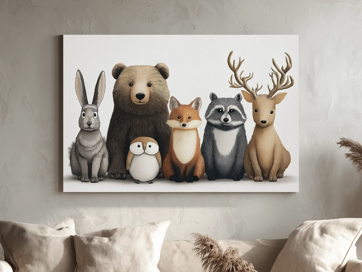 Cute Woodland Animal Art Illustration - Nursery Wildlife Wall Art - Childrens Room Decor