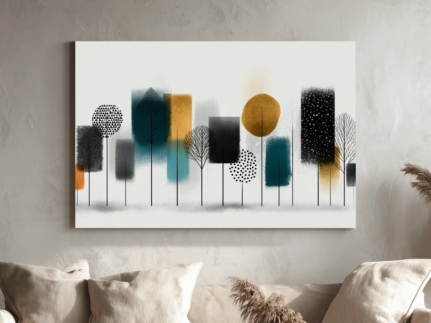 Abstract Minimalist Forest Grove Silhouettes - Modern Scandinavian Geometric Wall Art