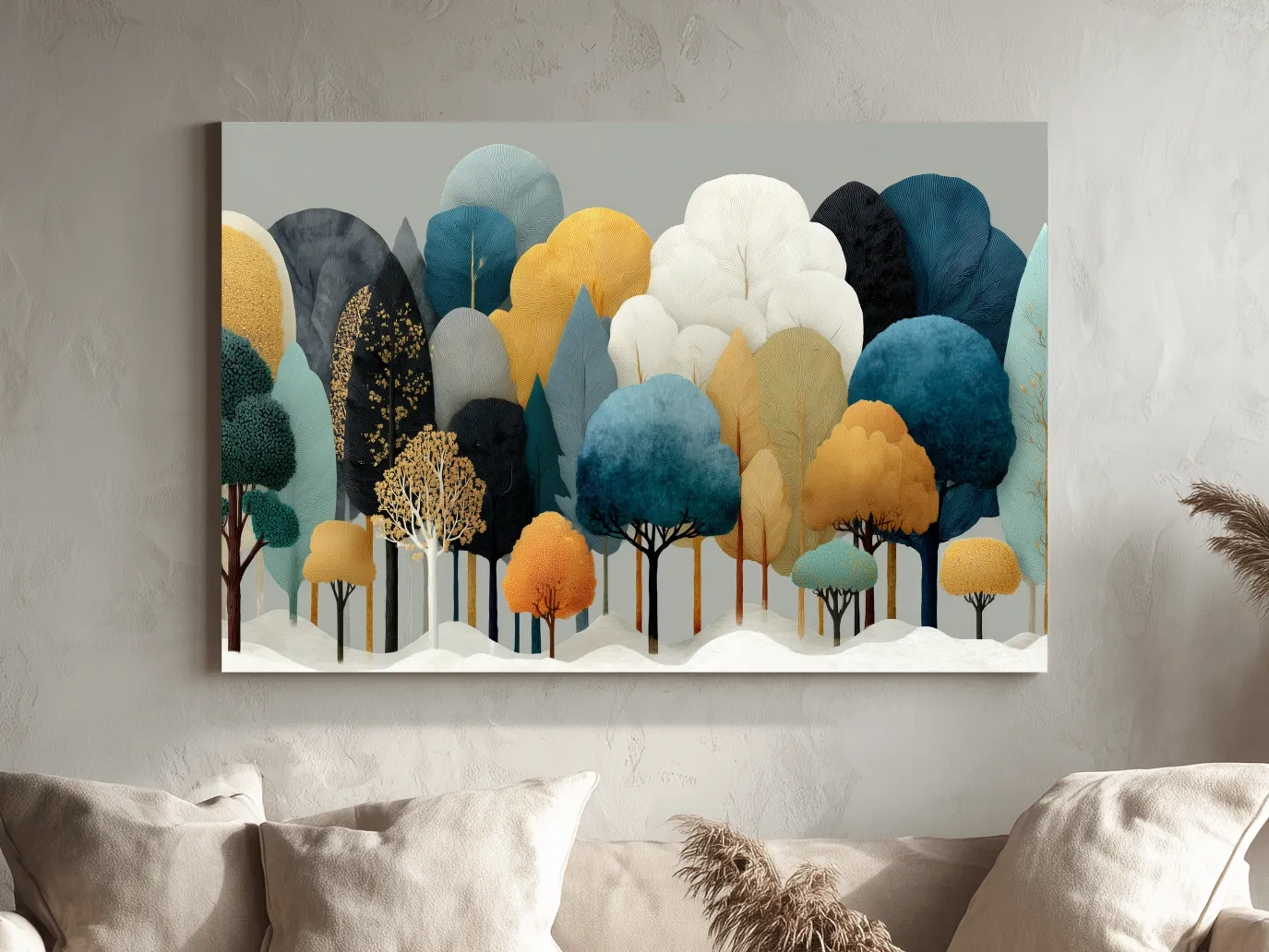 Scandinavian Winter Forest Trees Illustration - Modern Boho Nature Wall Art