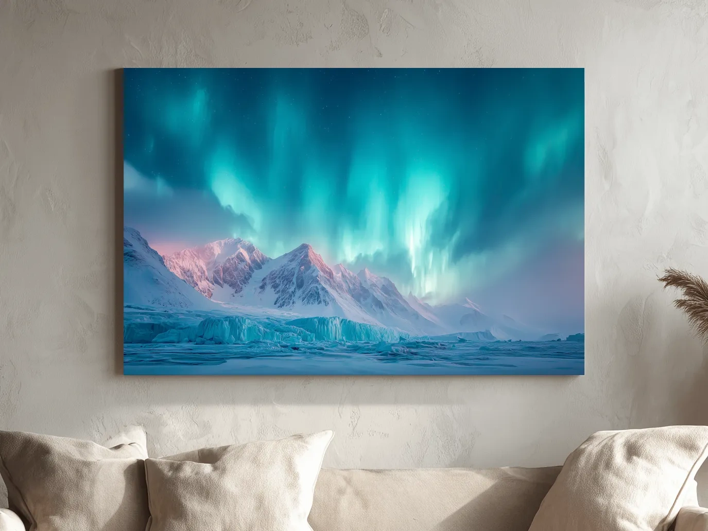 Aurora Borealis Over Icy Arctic Mountains - Northern Lights Wall Art