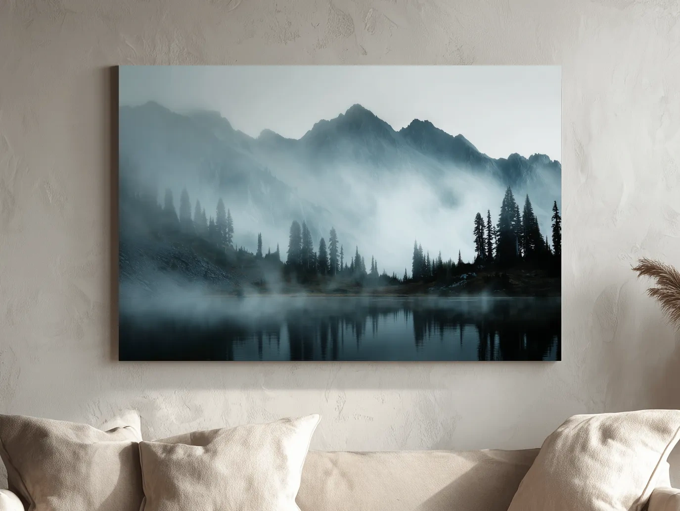 Moody Misty Mountain Lake Photography - Atmospheric Alpine Forest Wall Art
